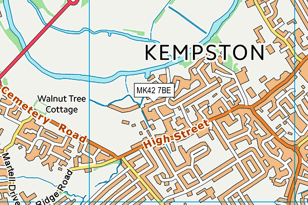 MK42 7BE map - OS VectorMap District (Ordnance Survey)