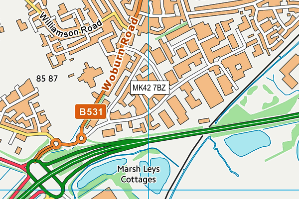 MK42 7BZ map - OS VectorMap District (Ordnance Survey)