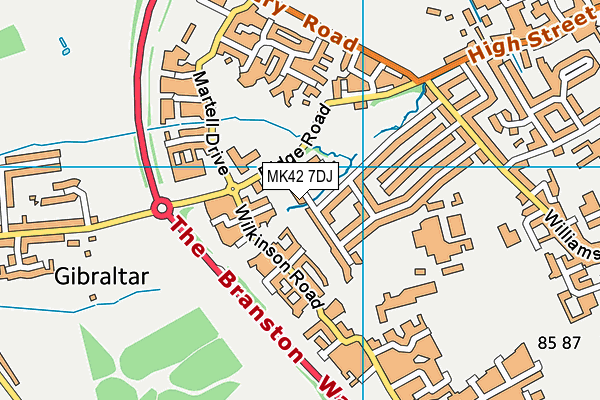 MK42 7DJ map - OS VectorMap District (Ordnance Survey)