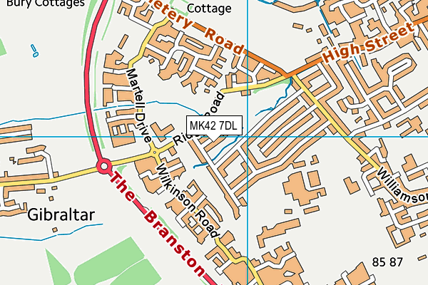 MK42 7DL map - OS VectorMap District (Ordnance Survey)