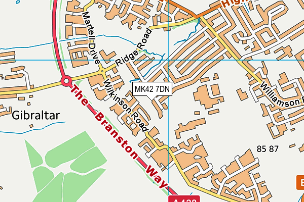 MK42 7DN map - OS VectorMap District (Ordnance Survey)