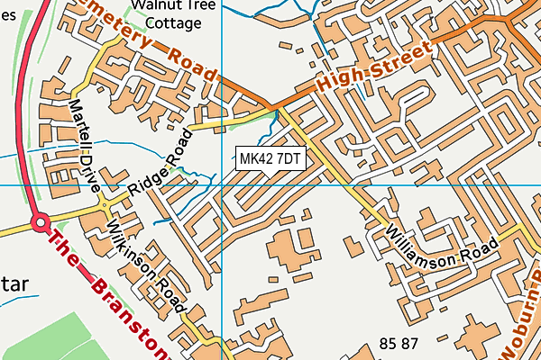 MK42 7DT map - OS VectorMap District (Ordnance Survey)