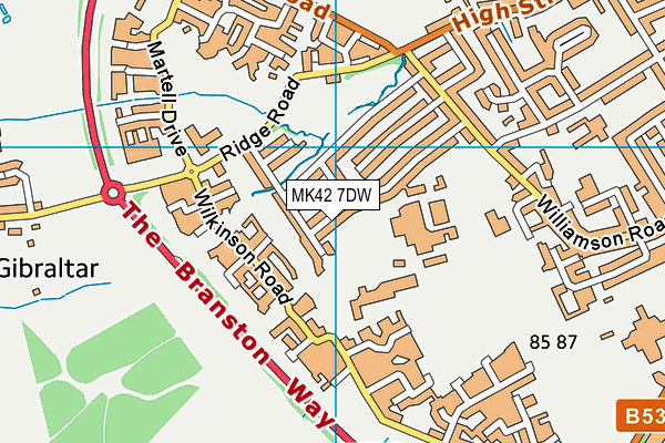 MK42 7DW map - OS VectorMap District (Ordnance Survey)