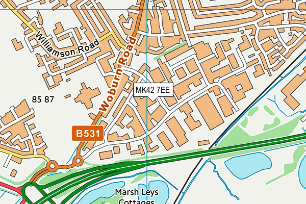 MK42 7EE map - OS VectorMap District (Ordnance Survey)