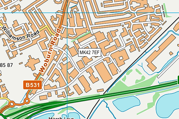 MK42 7EF map - OS VectorMap District (Ordnance Survey)