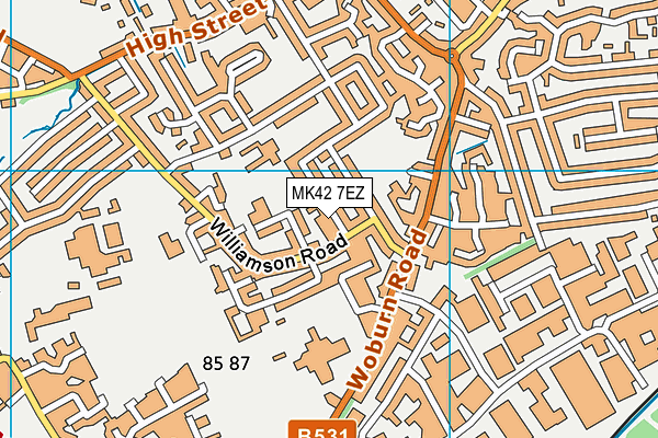 MK42 7EZ map - OS VectorMap District (Ordnance Survey)