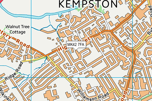 MK42 7FA map - OS VectorMap District (Ordnance Survey)