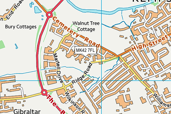 MK42 7FL map - OS VectorMap District (Ordnance Survey)