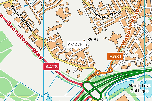 MK42 7FT map - OS VectorMap District (Ordnance Survey)