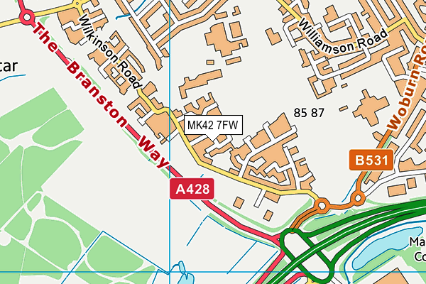 MK42 7FW map - OS VectorMap District (Ordnance Survey)