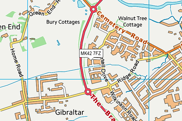 MK42 7FZ map - OS VectorMap District (Ordnance Survey)