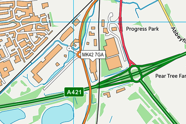 MK42 7GA map - OS VectorMap District (Ordnance Survey)