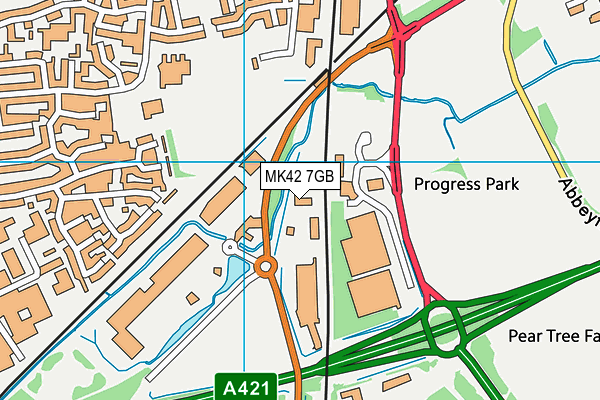 MK42 7GB map - OS VectorMap District (Ordnance Survey)