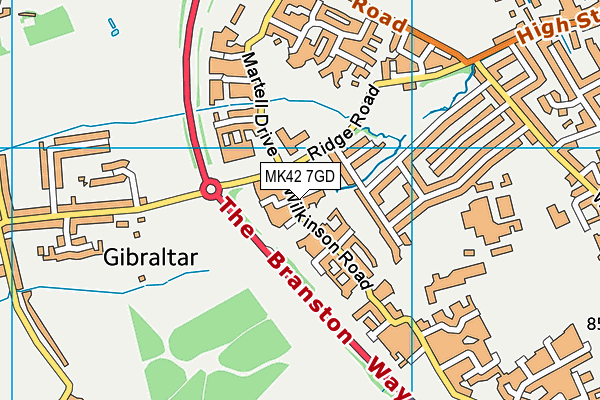 MK42 7GD map - OS VectorMap District (Ordnance Survey)