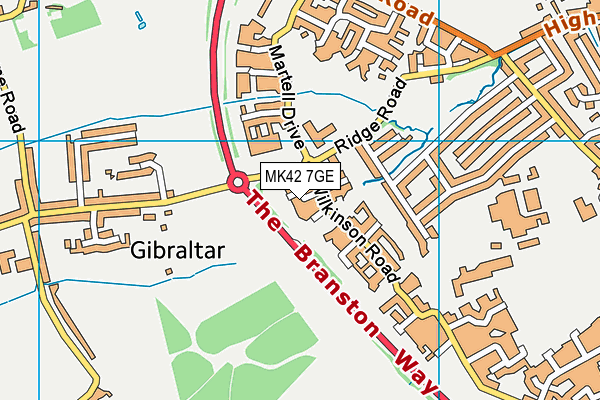 MK42 7GE map - OS VectorMap District (Ordnance Survey)