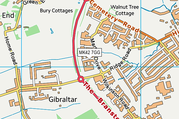 MK42 7GG map - OS VectorMap District (Ordnance Survey)