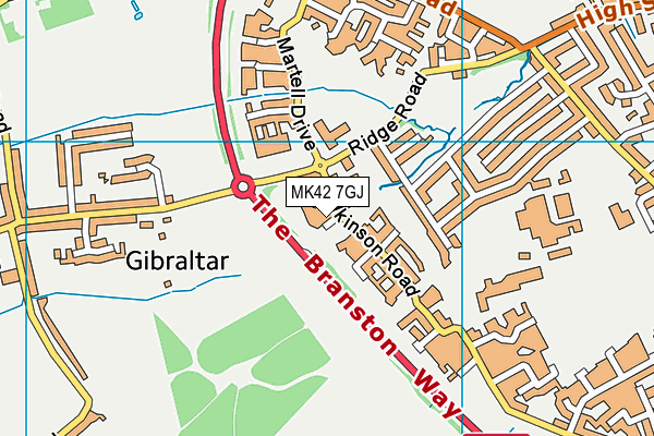 MK42 7GJ map - OS VectorMap District (Ordnance Survey)