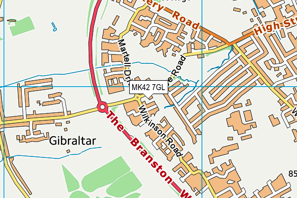 MK42 7GL map - OS VectorMap District (Ordnance Survey)