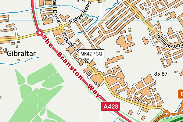 MK42 7GQ map - OS VectorMap District (Ordnance Survey)