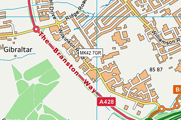 MK42 7GR map - OS VectorMap District (Ordnance Survey)