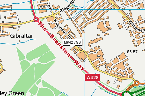 MK42 7GS map - OS VectorMap District (Ordnance Survey)