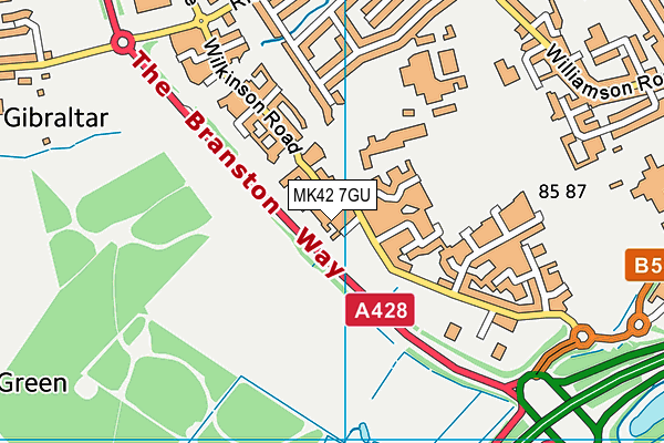 MK42 7GU map - OS VectorMap District (Ordnance Survey)