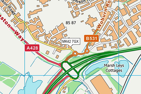 MK42 7GX map - OS VectorMap District (Ordnance Survey)