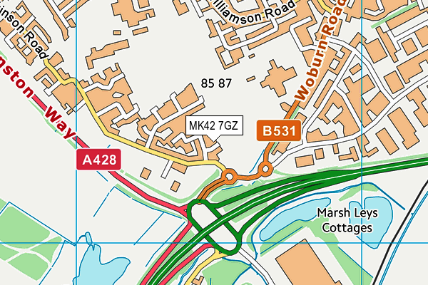 MK42 7GZ map - OS VectorMap District (Ordnance Survey)