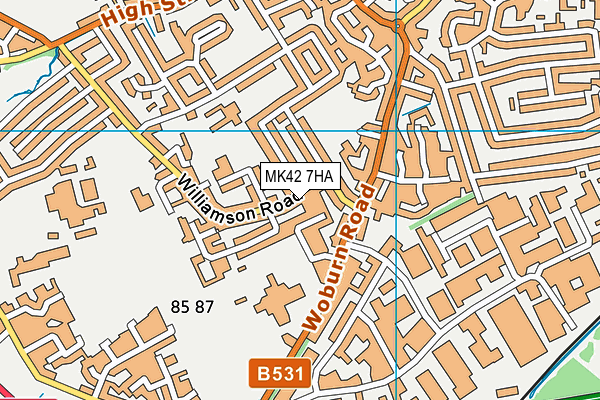 MK42 7HA map - OS VectorMap District (Ordnance Survey)