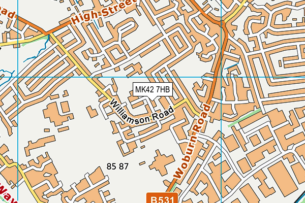 MK42 7HB map - OS VectorMap District (Ordnance Survey)