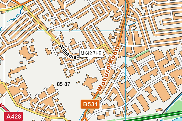 MK42 7HE map - OS VectorMap District (Ordnance Survey)