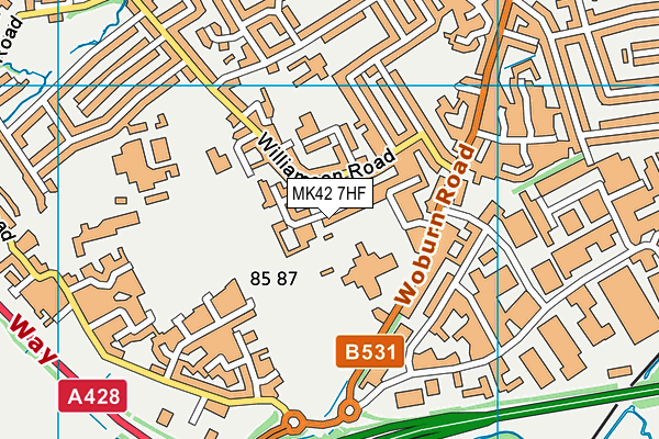 MK42 7HF map - OS VectorMap District (Ordnance Survey)