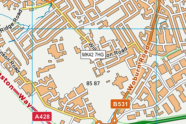 MK42 7HG map - OS VectorMap District (Ordnance Survey)