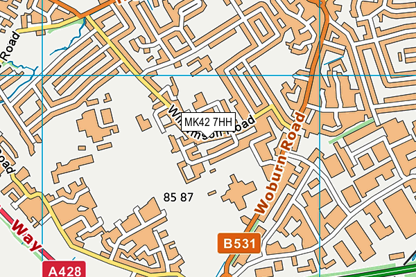 MK42 7HH map - OS VectorMap District (Ordnance Survey)