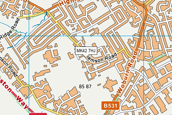 MK42 7HJ map - OS VectorMap District (Ordnance Survey)