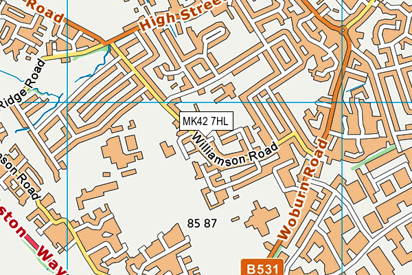 MK42 7HL map - OS VectorMap District (Ordnance Survey)