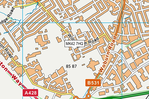 MK42 7HQ map - OS VectorMap District (Ordnance Survey)