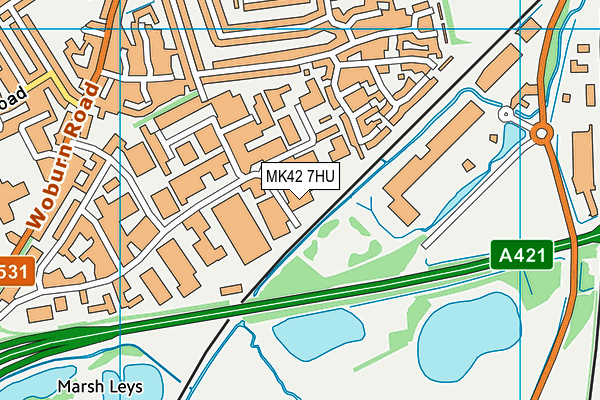 MK42 7HU map - OS VectorMap District (Ordnance Survey)