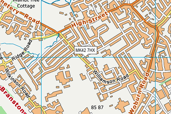 MK42 7HX map - OS VectorMap District (Ordnance Survey)