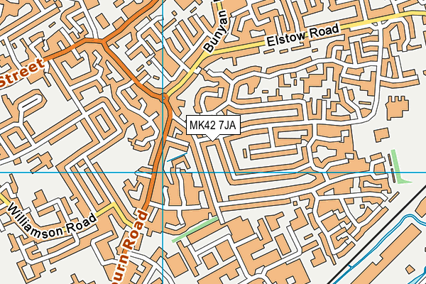 MK42 7JA map - OS VectorMap District (Ordnance Survey)