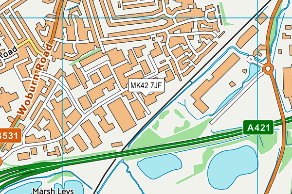 MK42 7JF map - OS VectorMap District (Ordnance Survey)