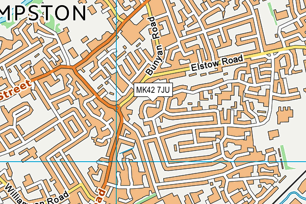 MK42 7JU map - OS VectorMap District (Ordnance Survey)