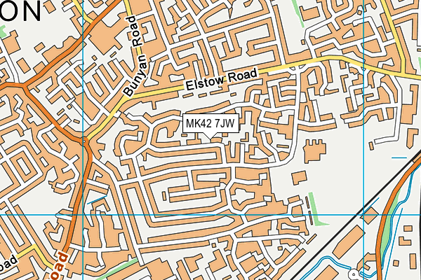 MK42 7JW map - OS VectorMap District (Ordnance Survey)