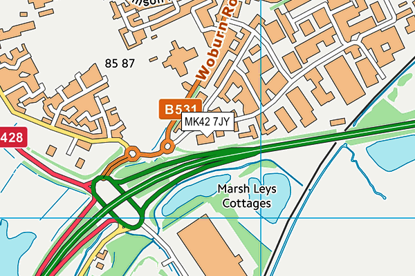 MK42 7JY map - OS VectorMap District (Ordnance Survey)