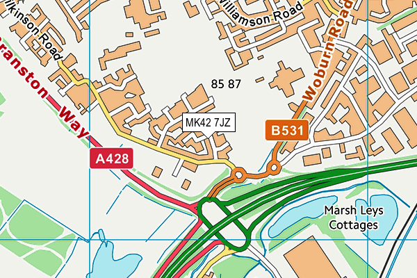 MK42 7JZ map - OS VectorMap District (Ordnance Survey)