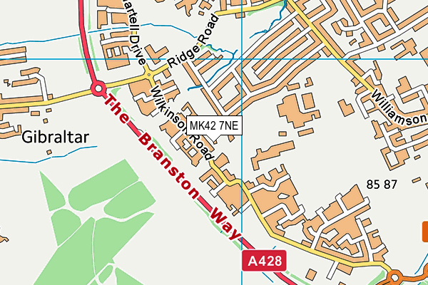 MK42 7NE map - OS VectorMap District (Ordnance Survey)