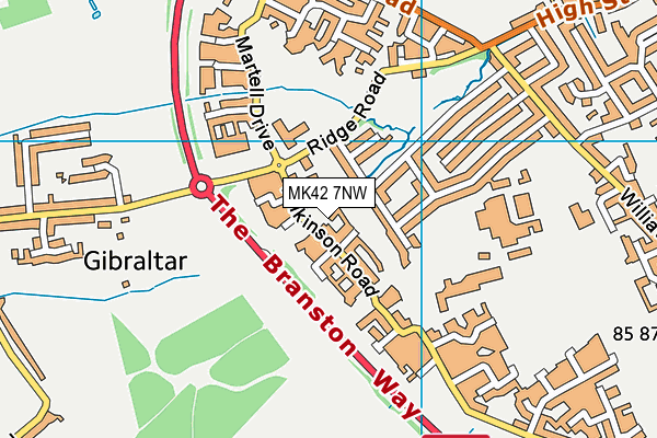 MK42 7NW map - OS VectorMap District (Ordnance Survey)