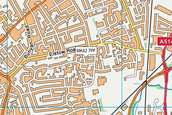 MK42 7PF map - OS VectorMap District (Ordnance Survey)