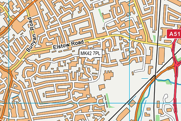 MK42 7PL map - OS VectorMap District (Ordnance Survey)