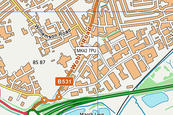 MK42 7PU map - OS VectorMap District (Ordnance Survey)